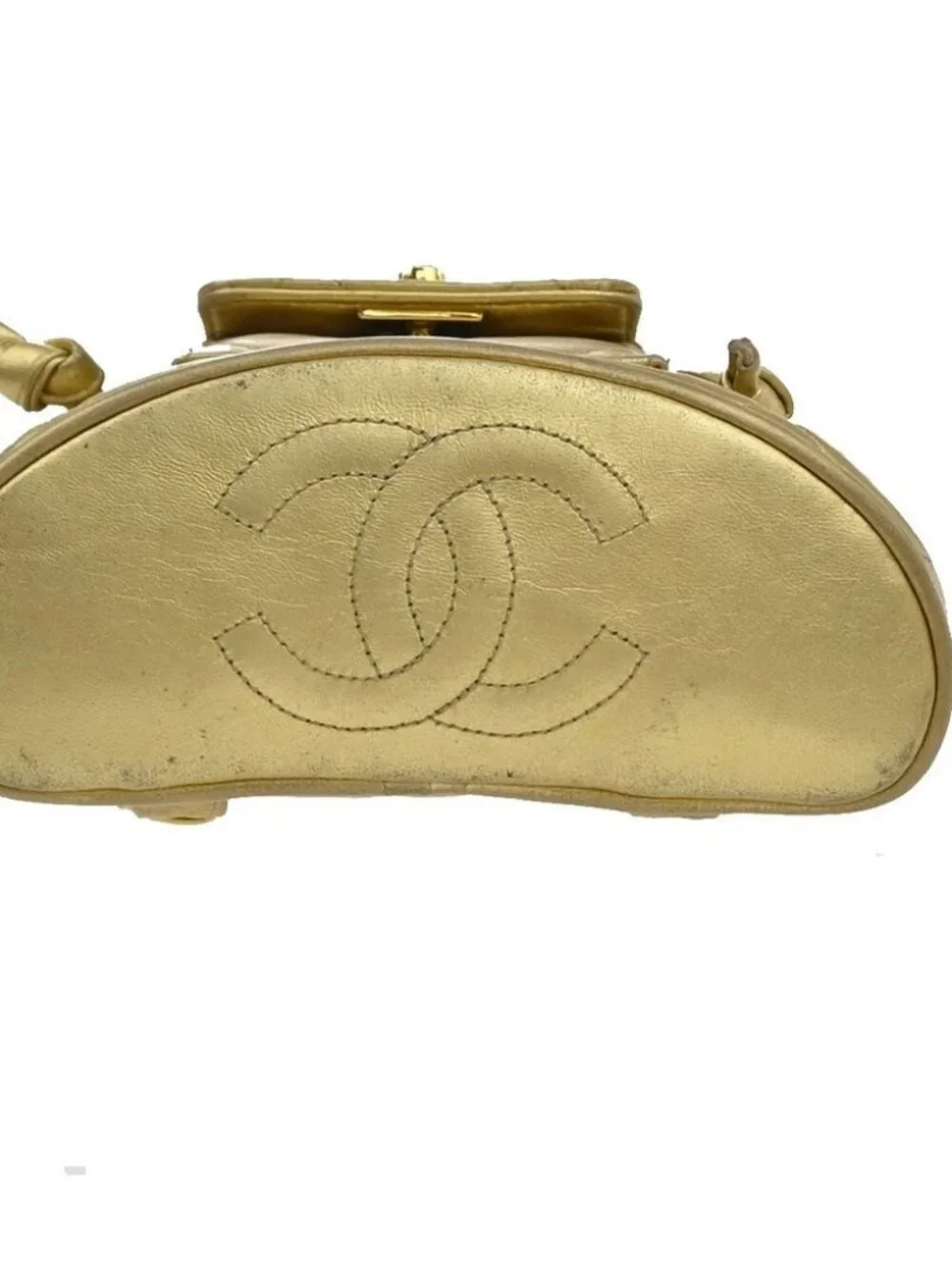 CHANEL CC Logo Duma Matelasse Chain Backpack Bag Leather Gold Vintage
